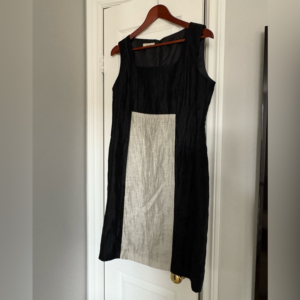 Elegant Black and Cream Dress Linen mix